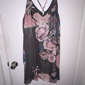 Xhilaration Gray and Pink Floral Dress